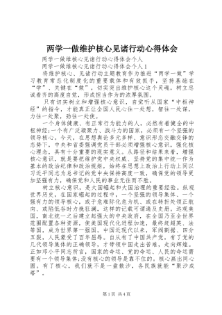 两学一做维护核心见诸行动体会心得