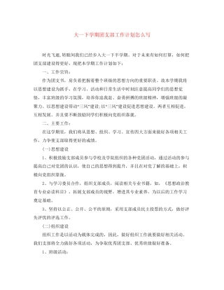 大一下学期团支部工作计划怎么写