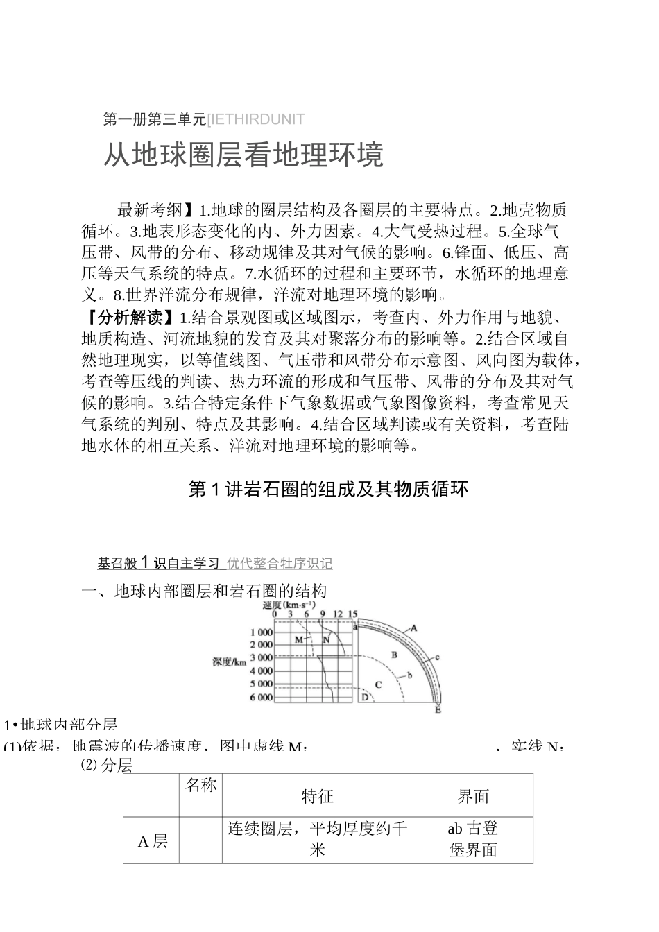 岩石圈的组成及其物质循环教案_第1页