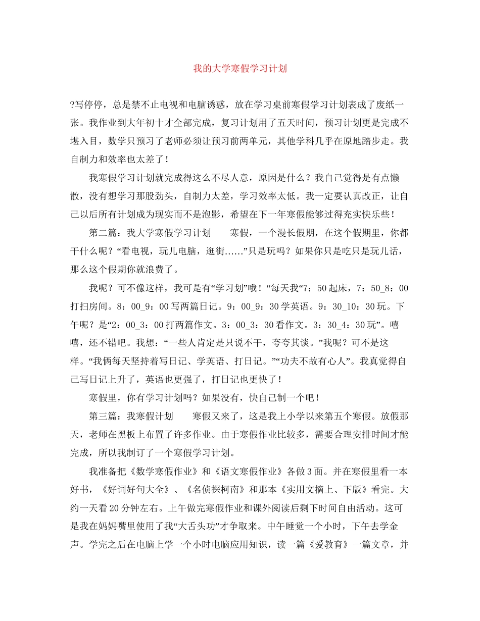 我的大学寒假学习计划_第1页