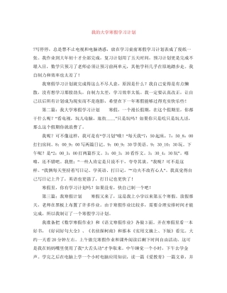 我的大学寒假学习计划