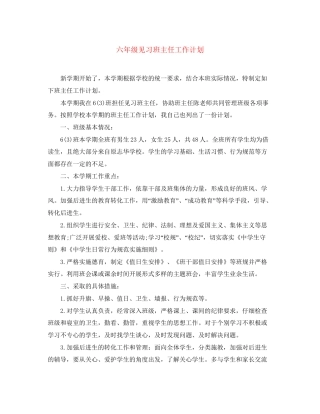 六年级见习班主任工作计划