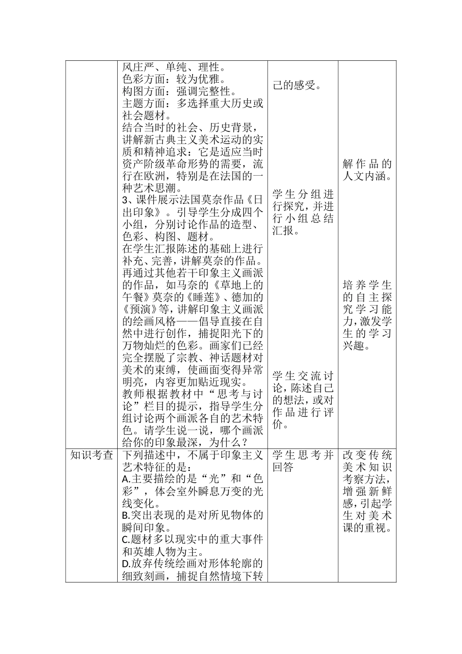 《两个外国美术流派》教学设计_第3页