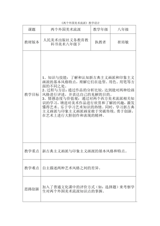 《两个外国美术流派》教学设计