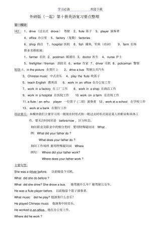 一年级起点新版外研社小学英语五年级下册MM10知识点汇总