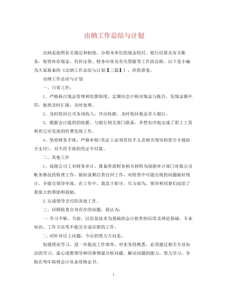 出纳工作总结与计划22