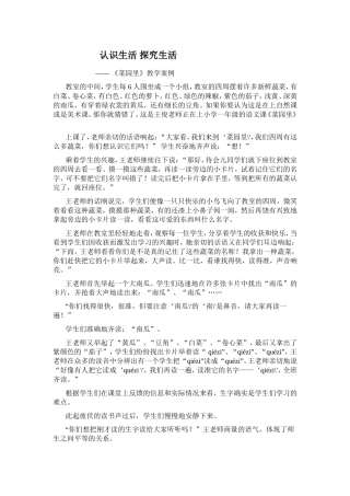 认识生活探究生活教学案例