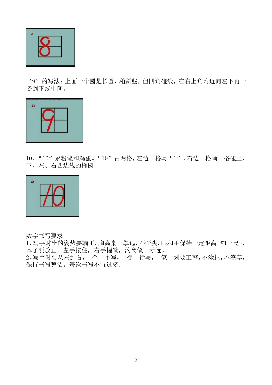 小学数学数字的规范写法_第3页