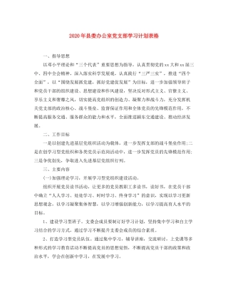 2020年县委办公室党支部学习计划表格