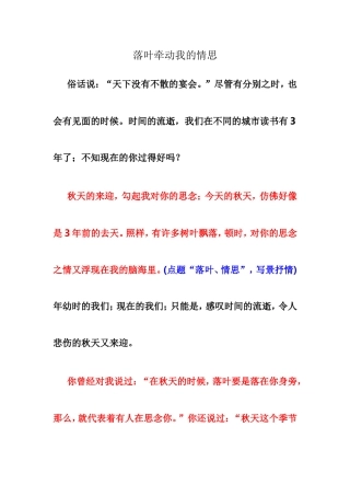 作文……牵动我的情思