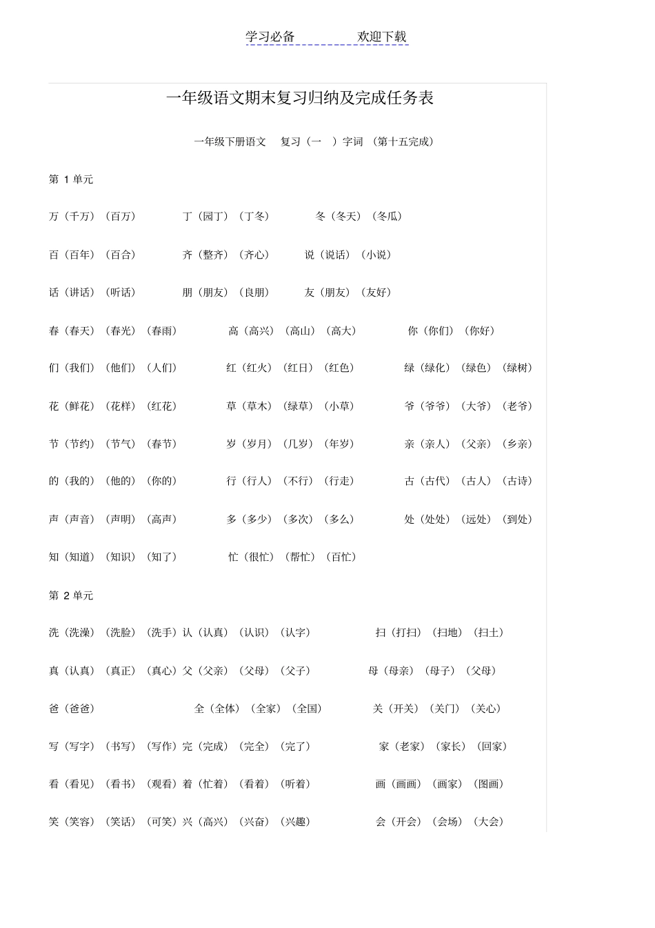 一年要求掌握知识点_第2页