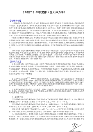 【专题二】牛顿定律（含天体力学）