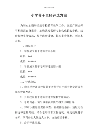 小学骨干教师评选方案