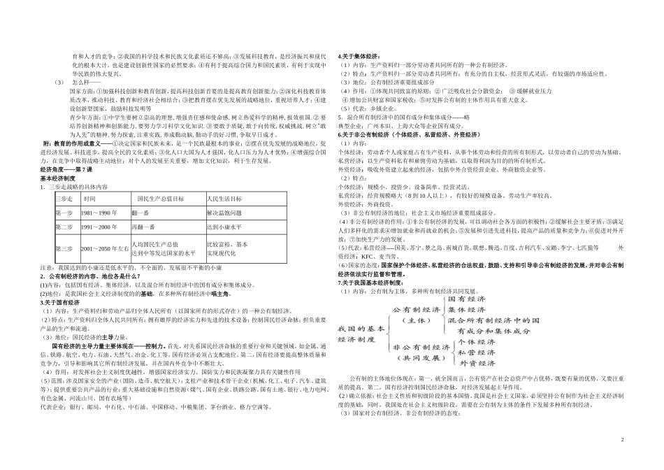 思品九年级初步整理框架（1--8课）_第2页