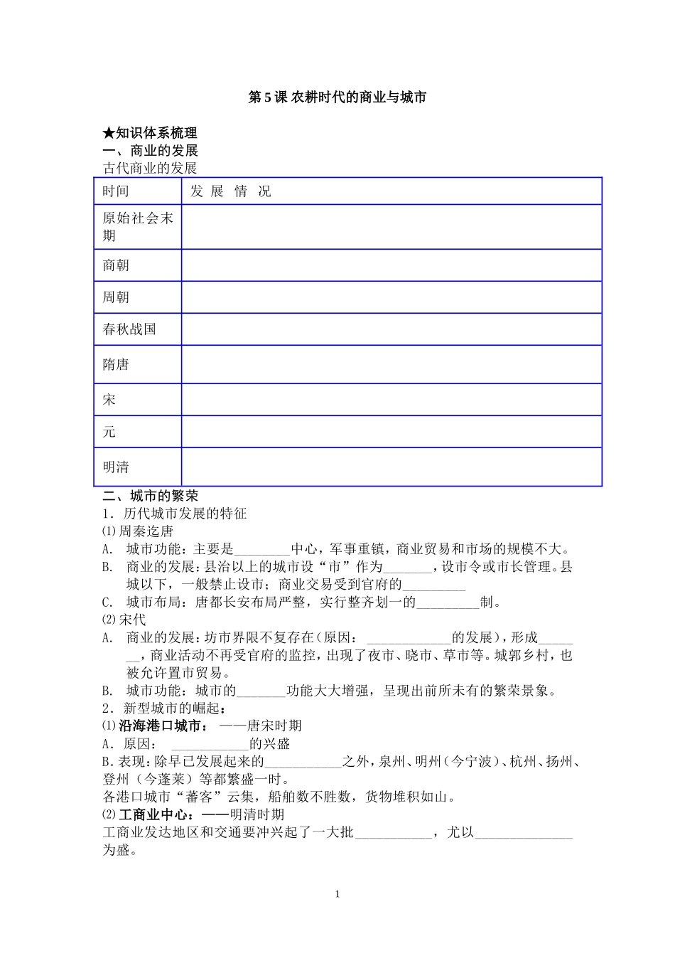 第五课农耕时代的商业与城市学案学生_第1页