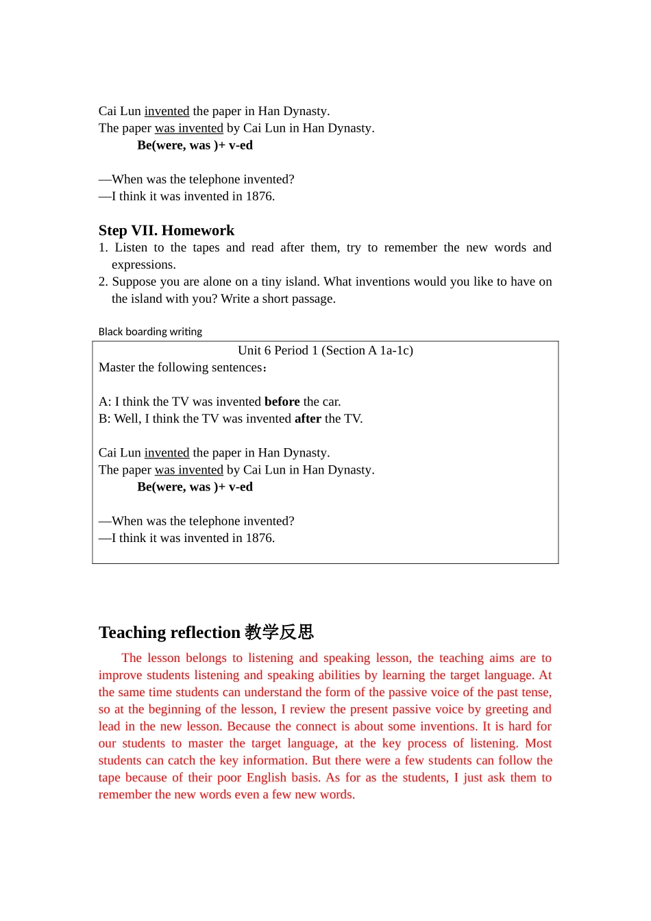 2014秋九年级Unit6SectionA1a-1c教学设计及反思_第3页