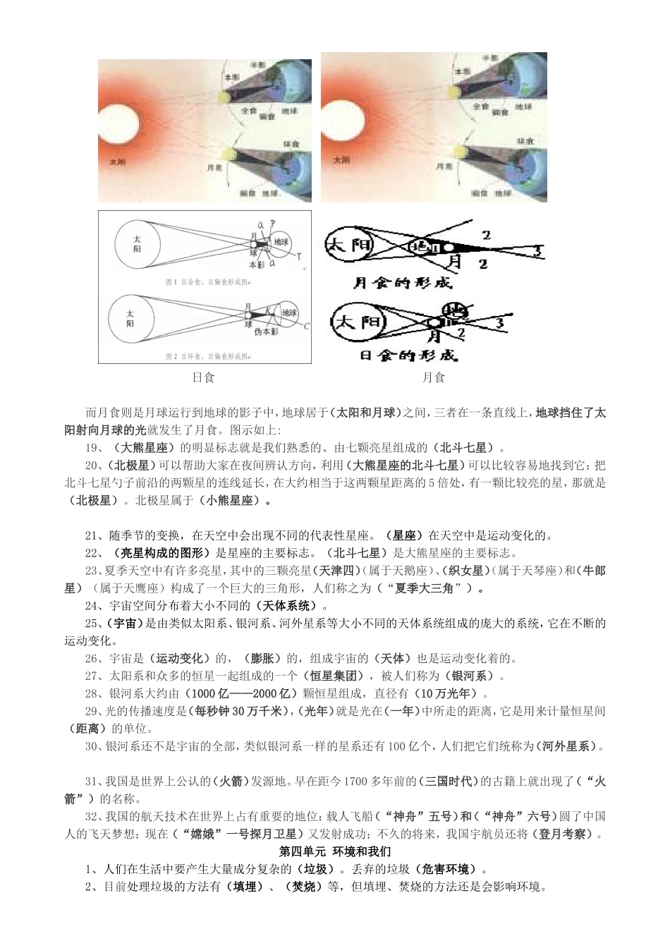 教科版六年级下册科学复习资料_第3页