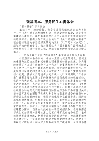 强基固本、服务民生体会心得