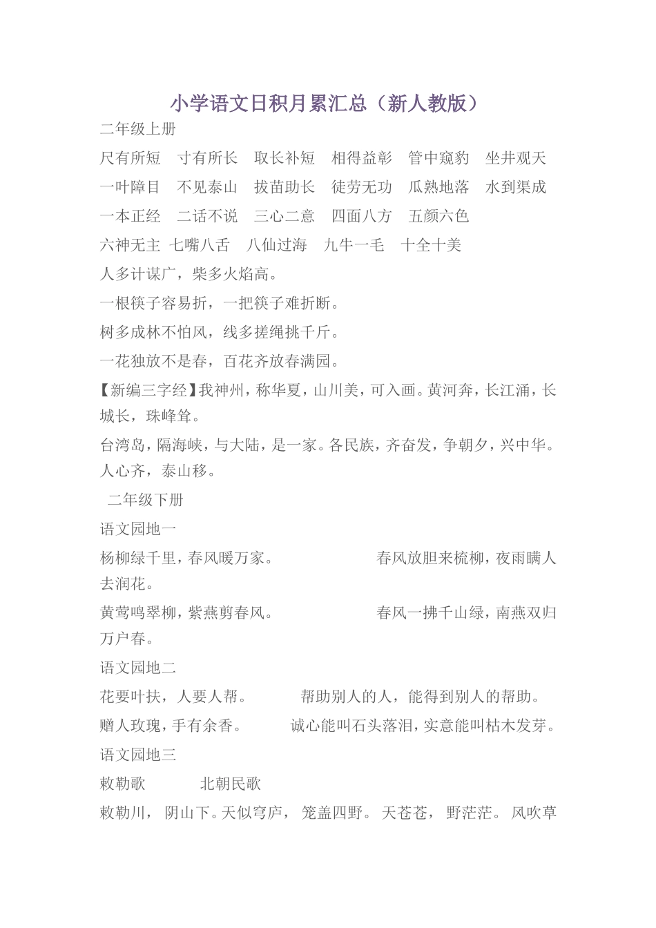 小学语文日积月累汇总_第1页