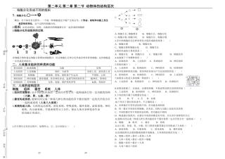 七上第二单元第二章第二节动物体的结构层次