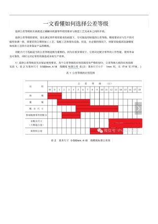 一文看懂如何选择公差等级