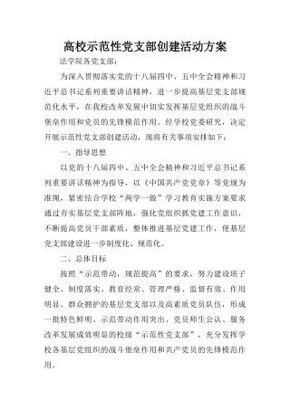 高校示范性党支部创建活动方案