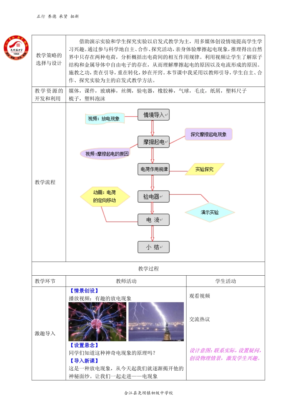 初中物理《电现象》教学设计_第2页