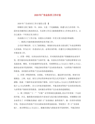 2020年广告业务员工作计划
