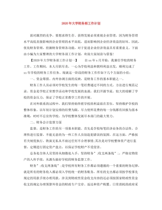 2020年大学财务部工作计划