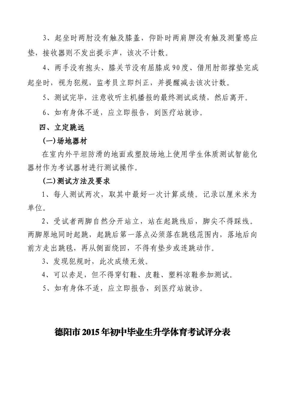 德阳市2015年初中毕业生升学体育考试项目测试方法_第3页