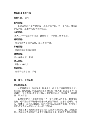 四年整体职业生涯目标