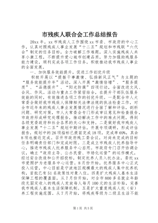 市残疾人联合会工作总结报告 