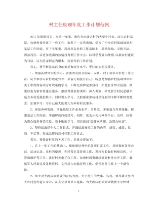 村主任助理年度工作计划范例