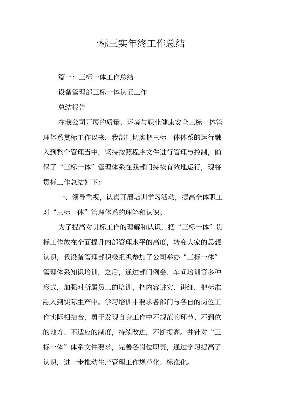 一标三实年终工作总结工作范文_第1页