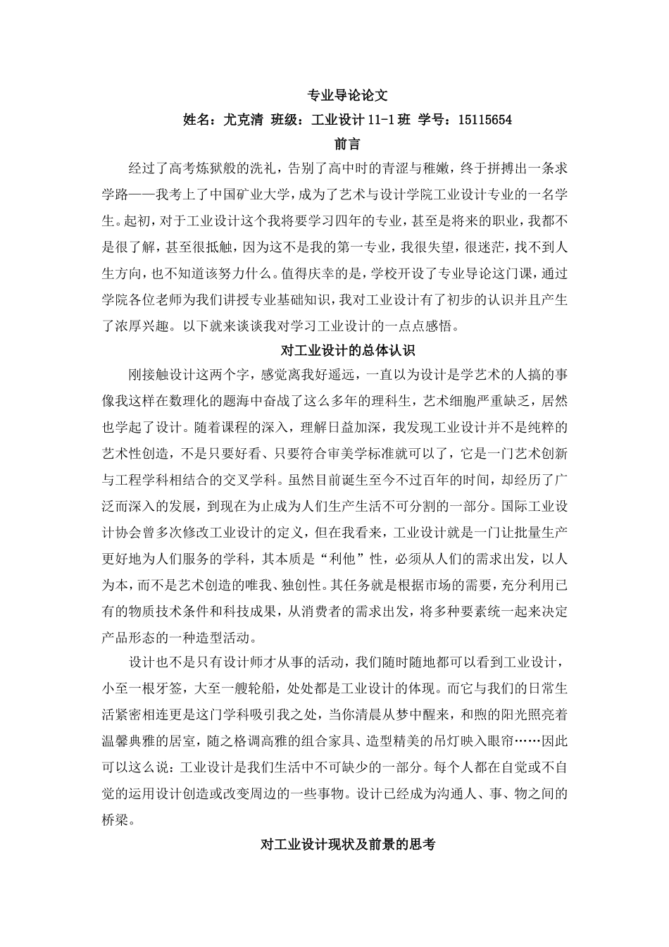 工业设计导论论文_第1页