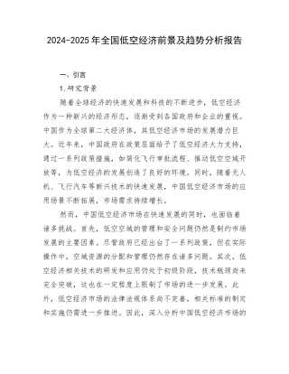 2024-2025年全国低空经济前景及趋势分析报告