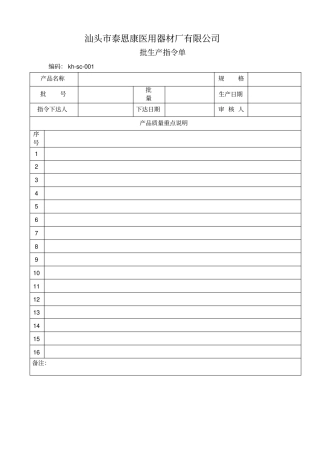 一次性使用口罩批生产记录汇总