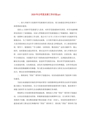 2020年公司党支部工作计划ppt
