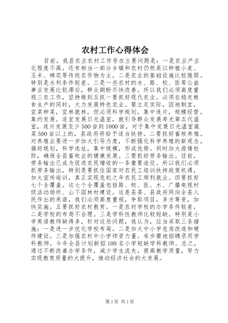 农村工作体会心得