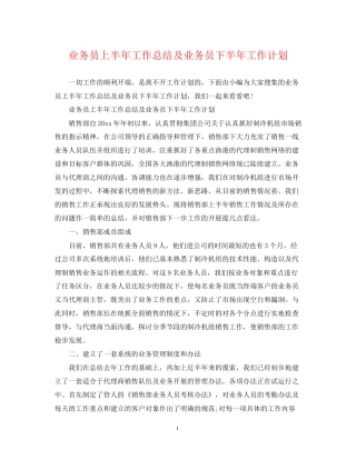业务员上半年工作总结及业务员下半年工作计划