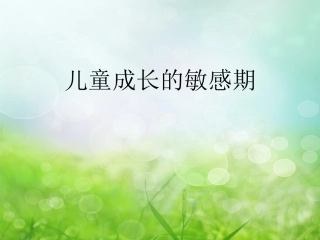 儿童成长敏感期