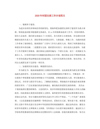 2020年村团支部工作计划范文