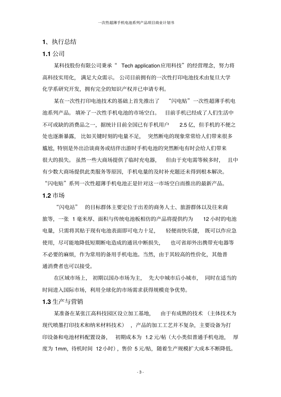 一次性超薄手机电池系列产品项目商业计划书_第3页