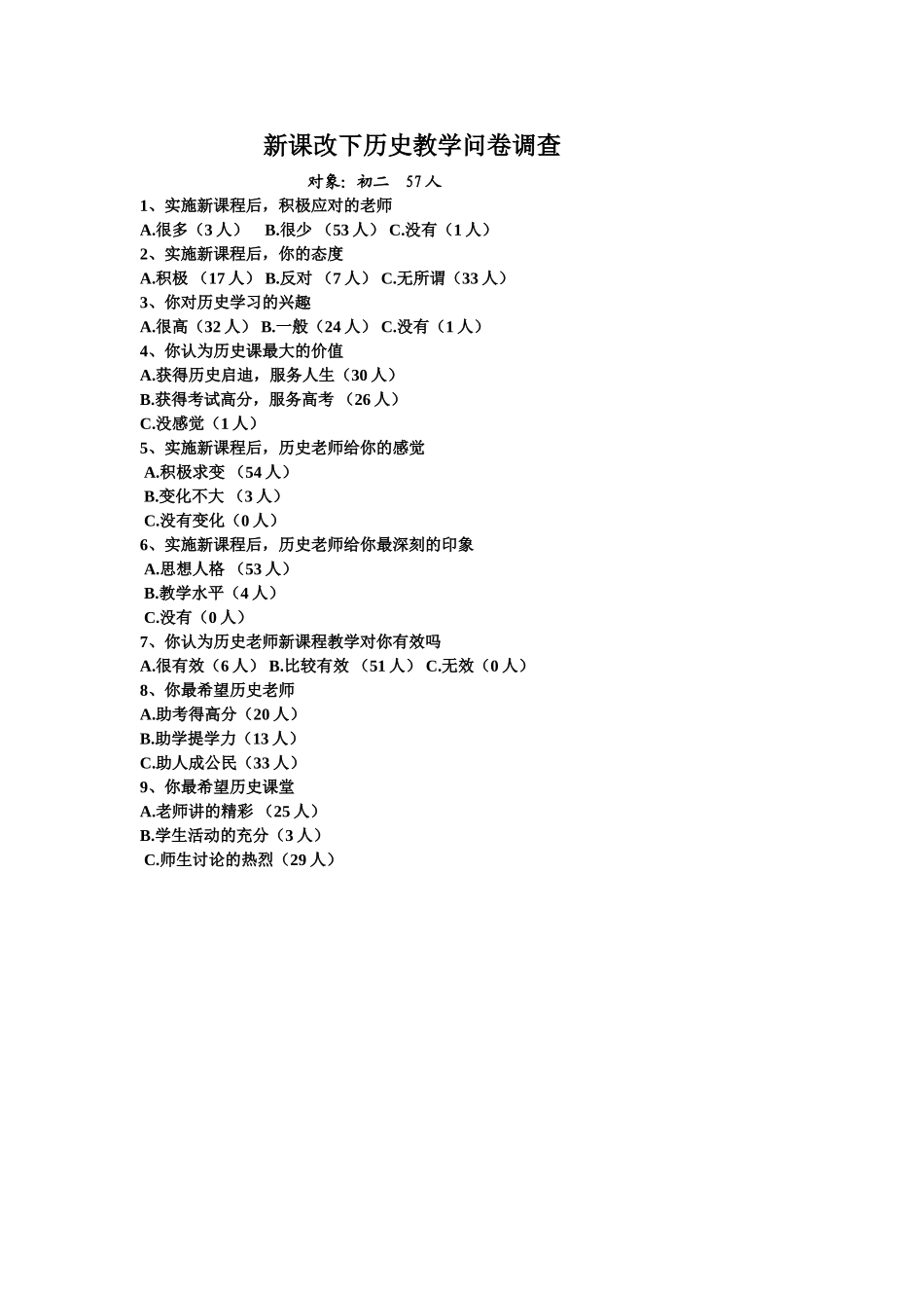 新课改下历史教学调查_第1页