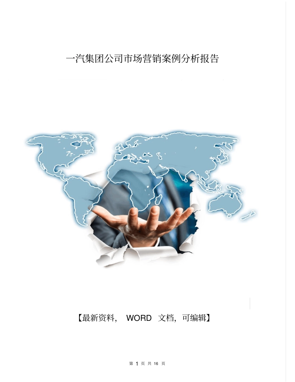 一汽集团公司场营销案例分析报告16p_第1页