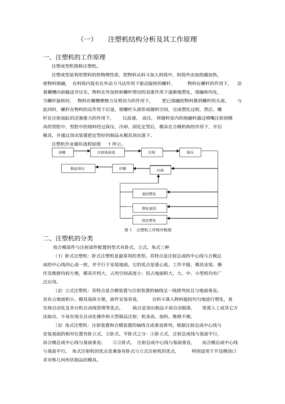 一注塑机结构分析及其工作原理_第1页