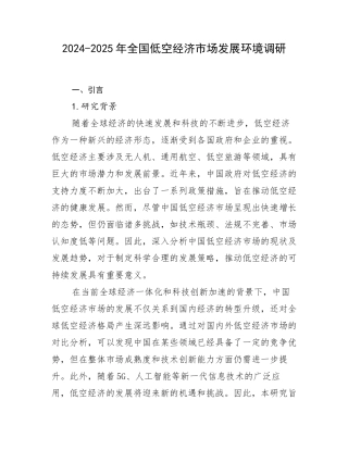 2024-2025年全国低空经济市场发展环境调研