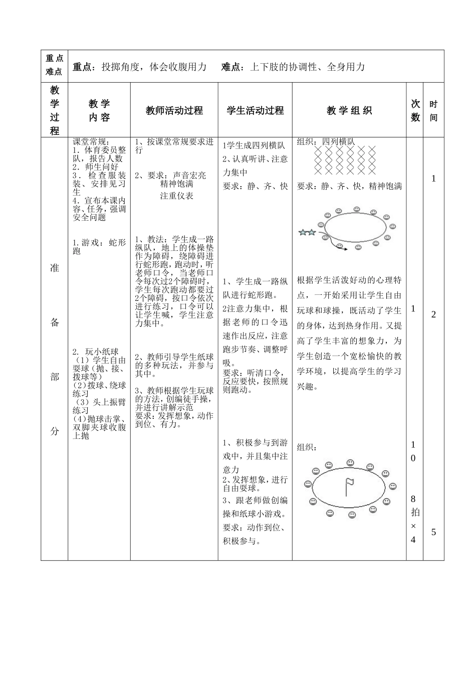 双手向前掷实心球教学设计及教案_第2页