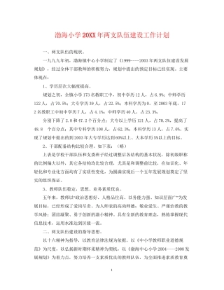 渤海小学两支队伍建设工作计划