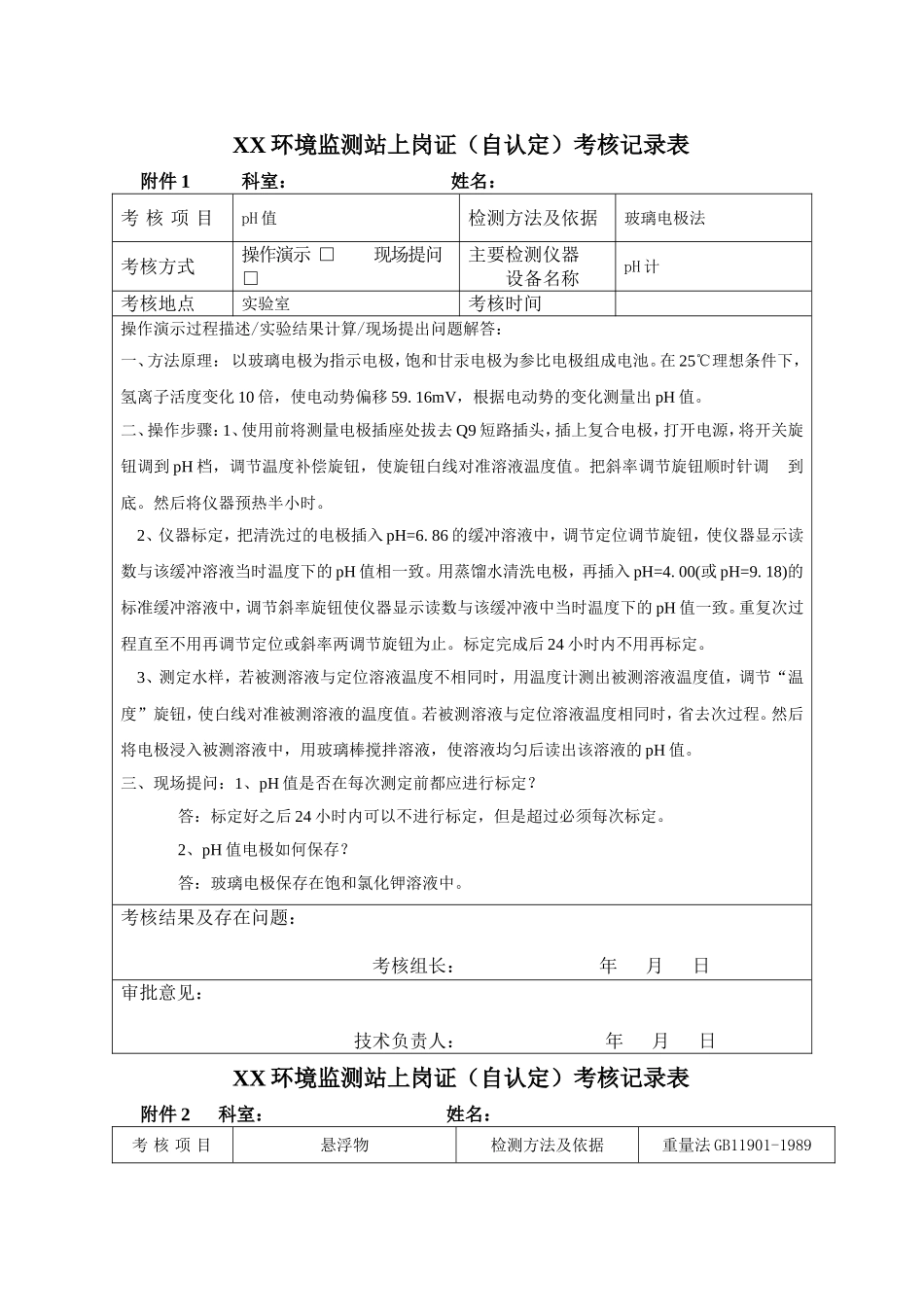 环境监测自认定考核记录表_第1页